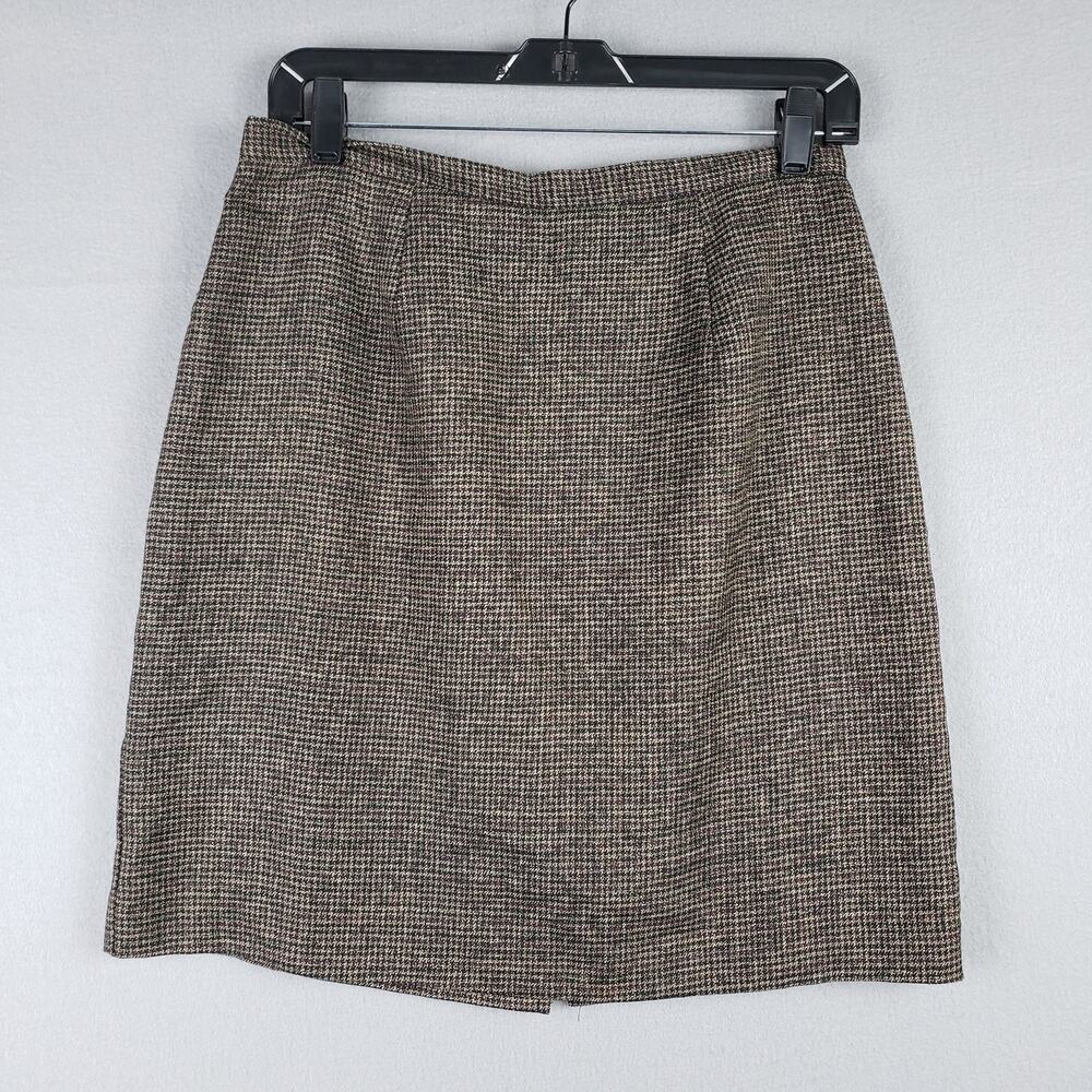 Vintage Michael Taylor‎ Size 12 Houndstooth Plaid Pencil Skirt Office Secretary